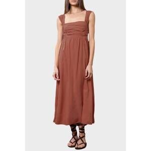 NEW MOON RIVER pintucked tie midi dress in dusty rose